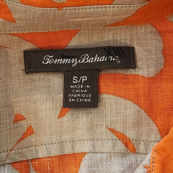 Tommy Bahama palm print orange button short sleeve blouse top shirt - Picture 8 of 8